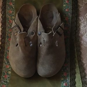 Birkenstock Taupe Suede Clog Shoes Eur Sz 9 Used